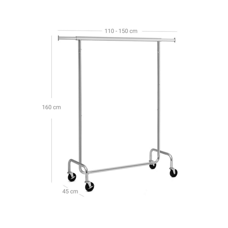 Mobilni garderobni stalak JEAN 110/150x160x45 cm srebrni