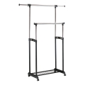Mobilni metalni stalak za odjeću 170x142 cm crna/sjajni krom