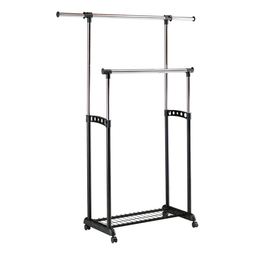 Mobilni metalni stalak za odjeću 170x142 cm crna/sjajni krom
