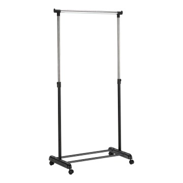 Mobilni metalni stalak za odjeću 170x88 cm crna/sjajni krom