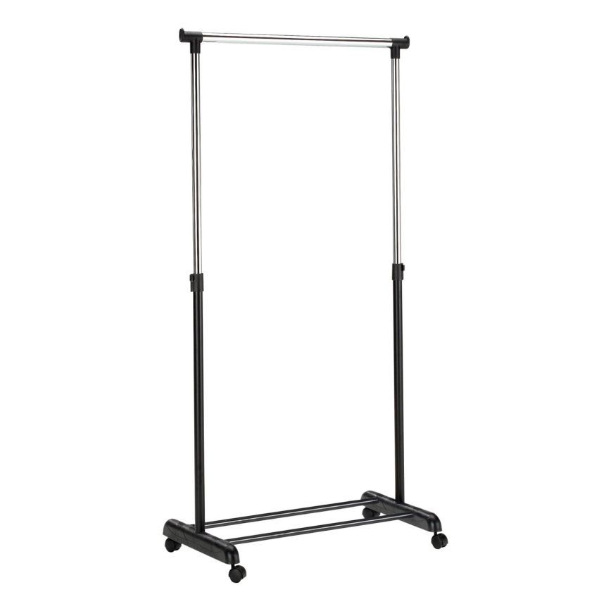 Mobilni metalni stalak za odjeću 170x88 cm crna/sjajni krom