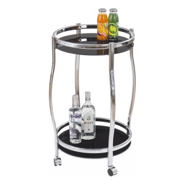 Mobilni pomoćni barski stolić BAR 71x42 cm sjajni krom/crna