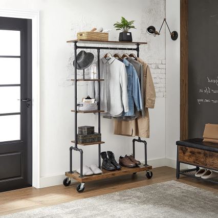 Mobilni stalak za kapute LINEA smeđa/crna