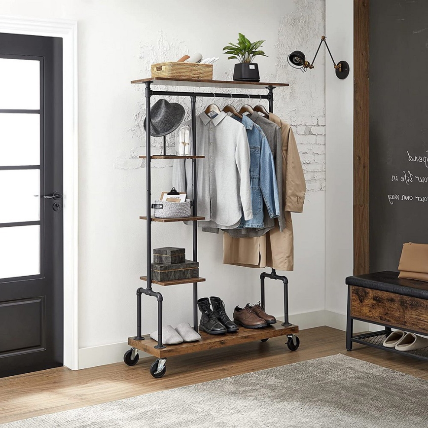 Mobilni stalak za kapute LINEA smeđa/crna