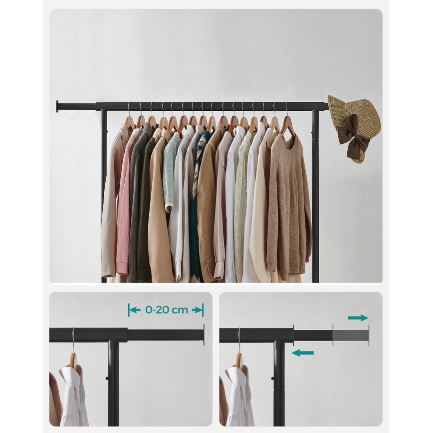 Mobilni stalak za odjeću LINEA, crni