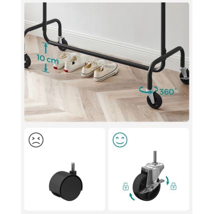 Mobilni stalak za odjeću LINEA, crni