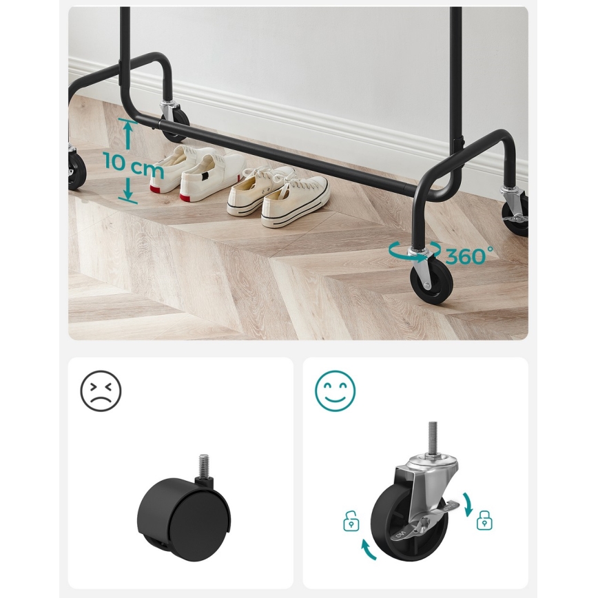 Mobilni stalak za odjeću LINEA, crni