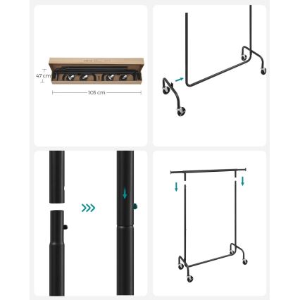 Mobilni stalak za odjeću LINEA, crni