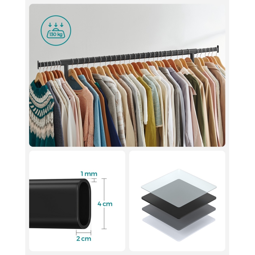 Mobilni stalak za odjeću LINEA, crni