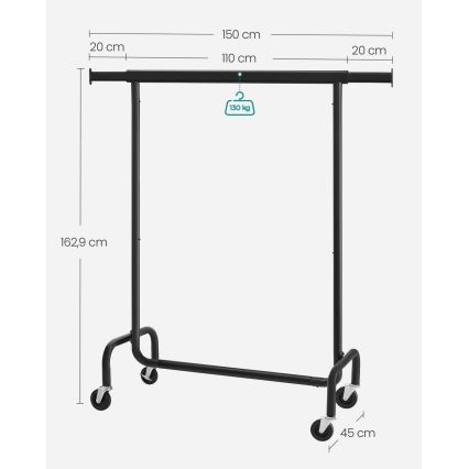 Mobilni stalak za odjeću LINEA, crni