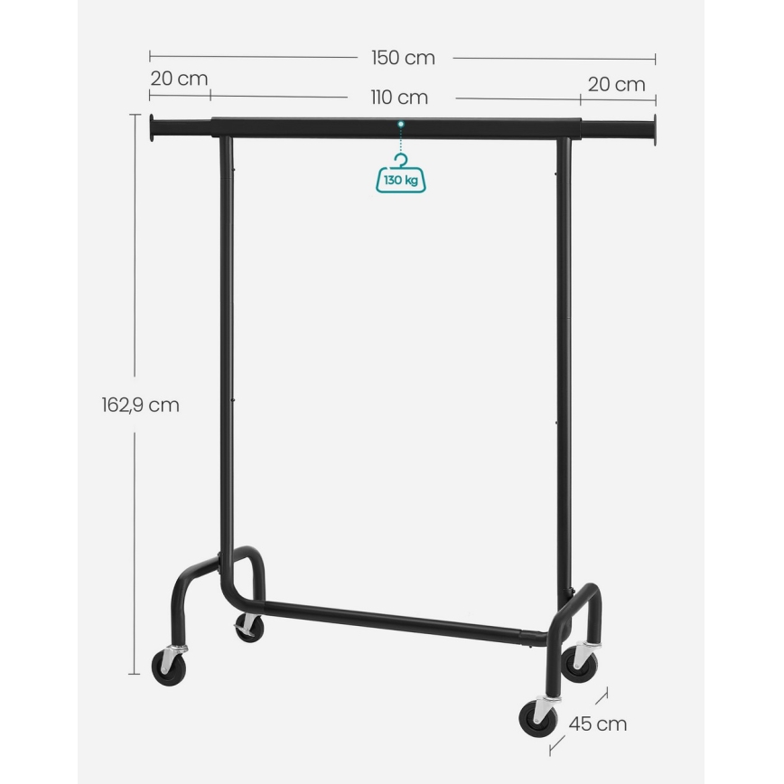Mobilni stalak za odjeću LINEA, crni