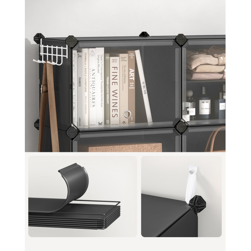 Modularni regal s pretincima BOXIFY, crni