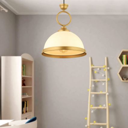 MONZA luster sa kablom 1xE27/40W/230V, prečnik 26 cm, kremasta/bronzana