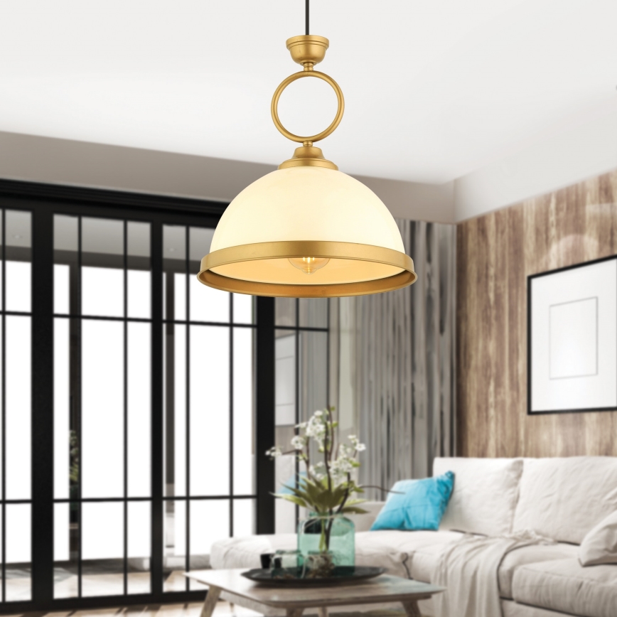 MONZA luster sa kablom 1xE27/40W/230V, prečnik 26 cm, kremasta/bronzana