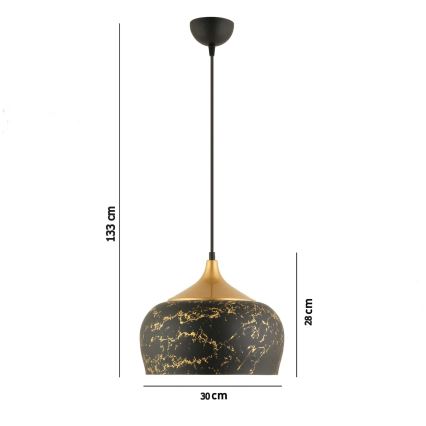 MONZA viseća lampa 1xE27/40W/230V, promjer 30 cm, crna/bronzana