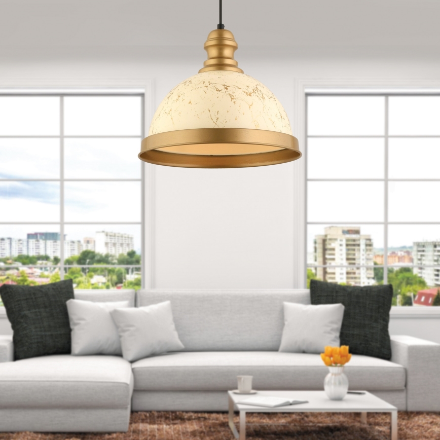 MONZA viseće svjetlo 1xE27/40W/230V promjer 29 cm krem/bronzano