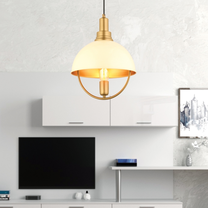 MONZA viseće svjetlo 1xE27/40W/230V promjer 30 cm krem/zlatno