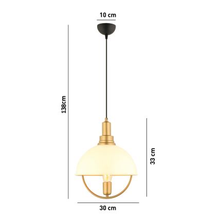MONZA viseće svjetlo 1xE27/40W/230V promjer 30 cm krem/zlatno