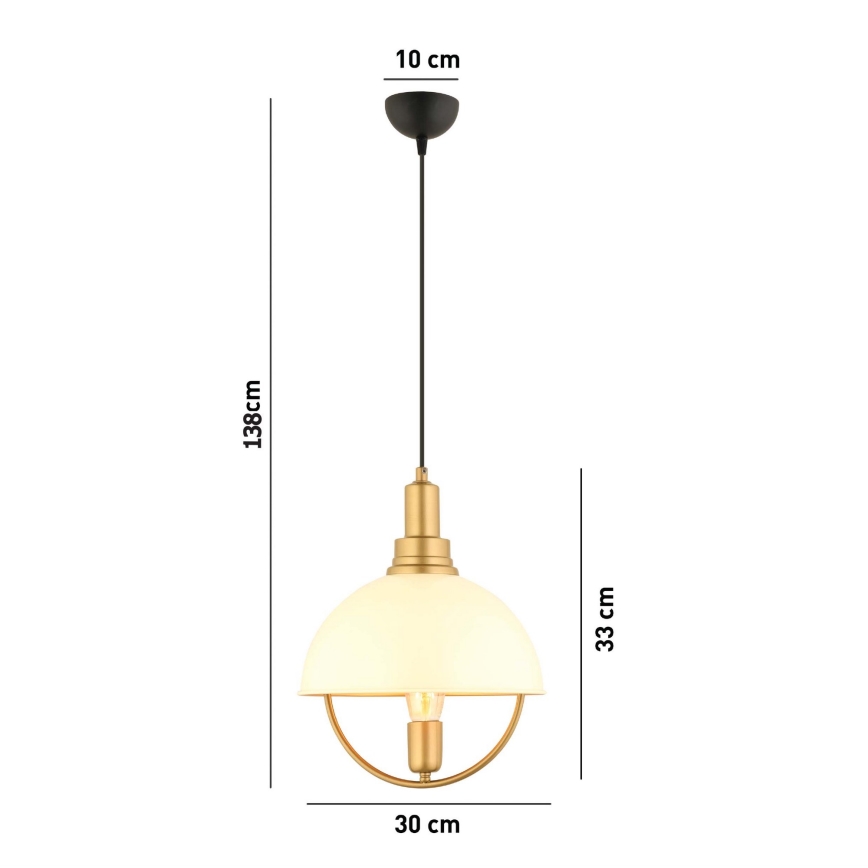 MONZA viseće svjetlo 1xE27/40W/230V promjer 30 cm krem/zlatno