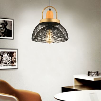 MONZA viseći luster 1xE27/40W/230V, promjer 29 cm, crna/zlatna
