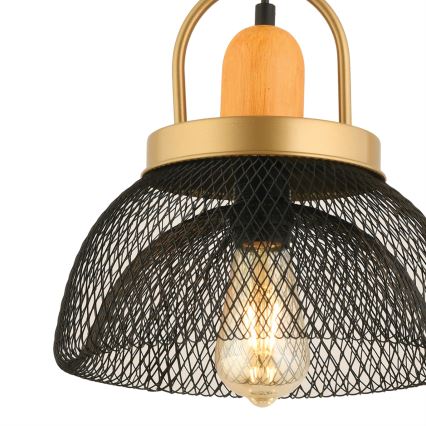 MONZA viseći luster 1xE27/40W/230V, promjer 29 cm, crna/zlatna
