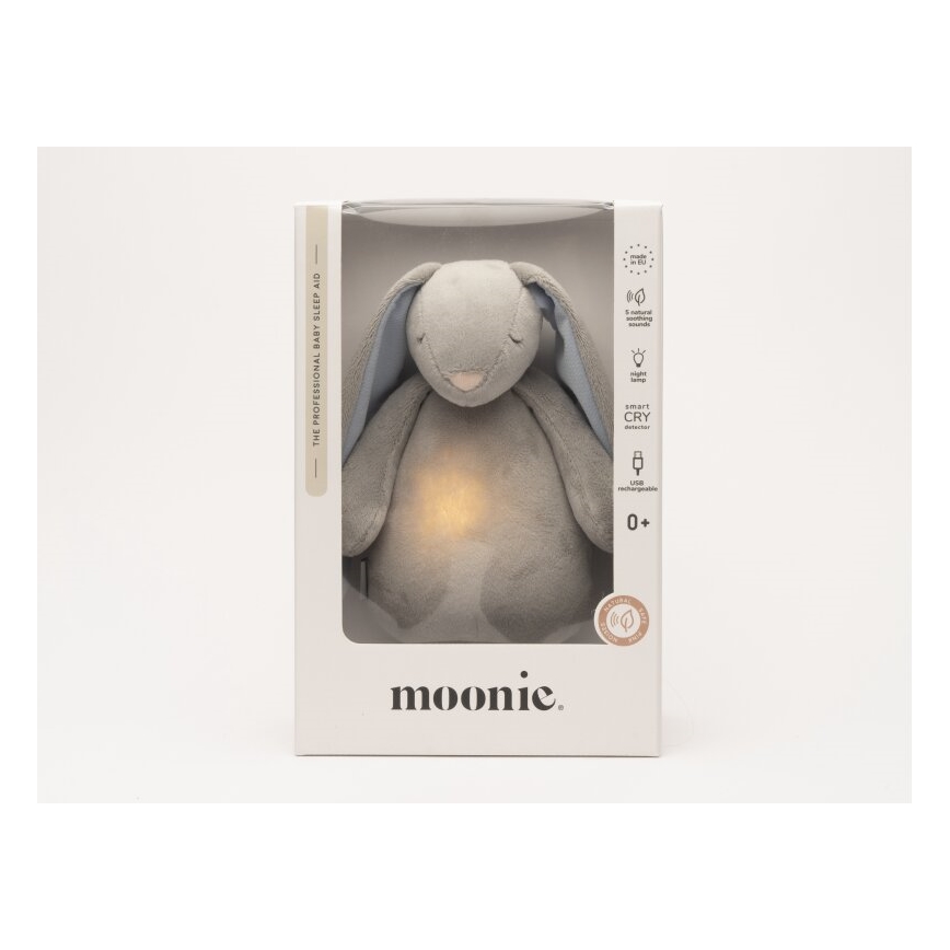 Moonie - Igračka za uspavljivanje s melodijom i svjetlom 2.0 zečić sky