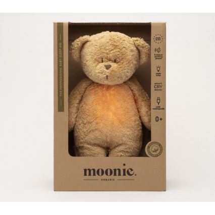Moonie - Igračka za uspavljivanje s melodijom i svjetlom medvjedić 2.0 organic cappuccino