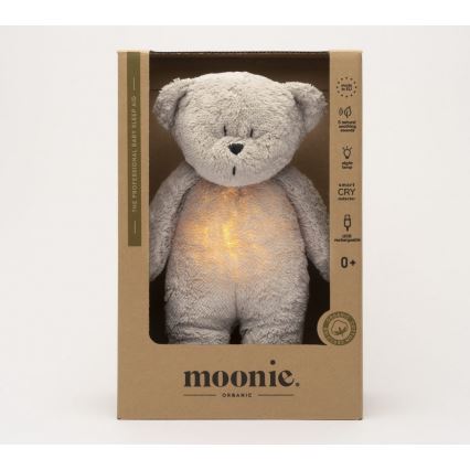 Moonie - Igračka za uspavljivanje s melodijom i svjetlom medvjedić 2.0 organic grey