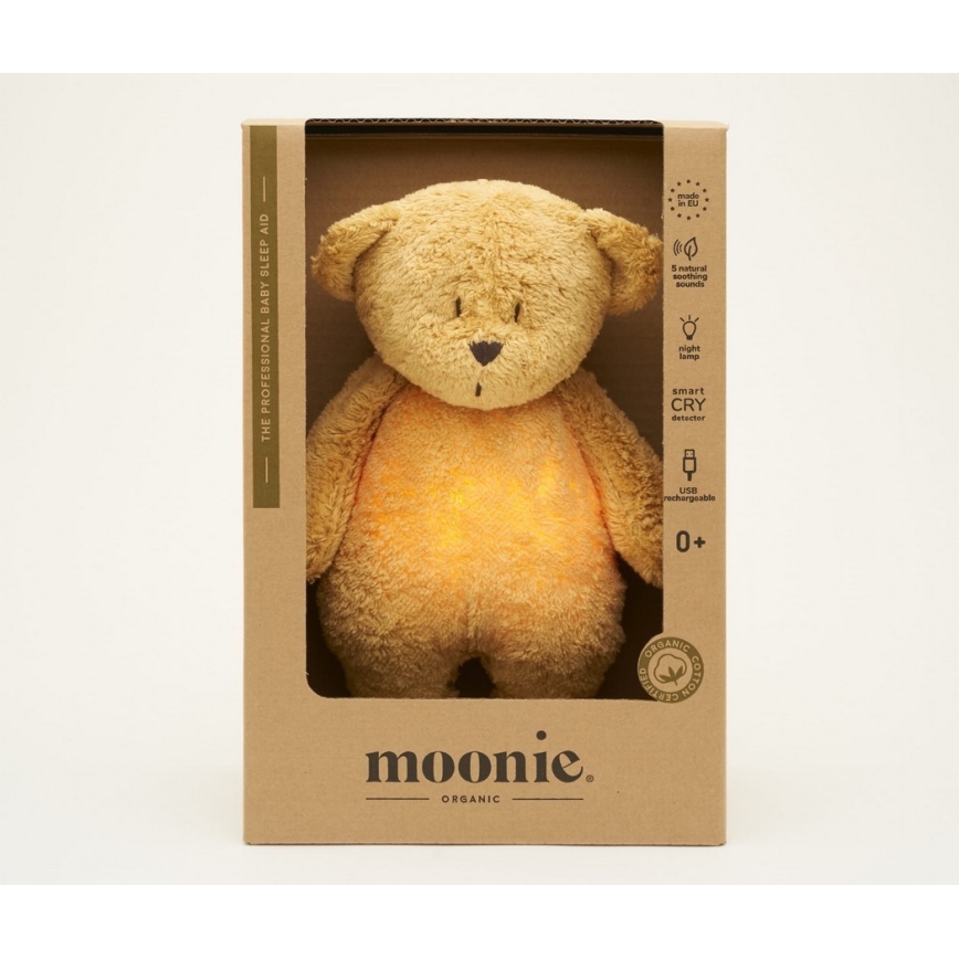 Moonie - Igračka za uspavljivanje s melodijom i svjetlom medvjedić 2.0 organic honey