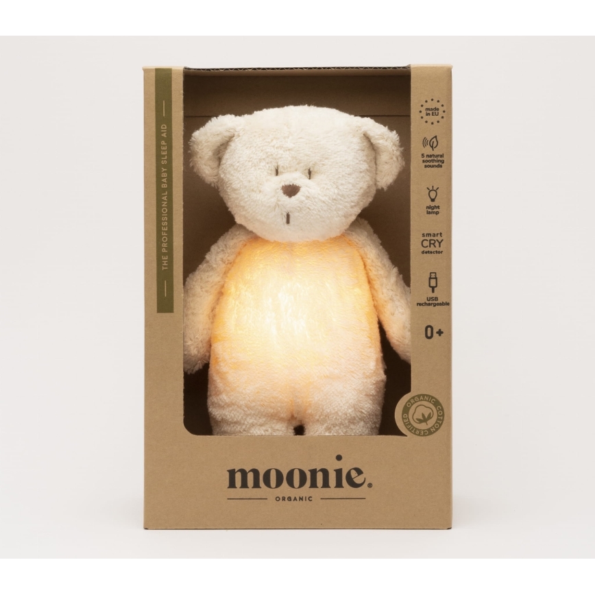 Moonie - Igračka za uspavljivanje s melodijom i svjetlom medvjedić 2.0 organic polar