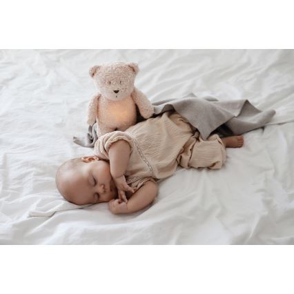 Moonie - Igračka za uspavljivanje s melodijom i svjetlom medvjedić 2.0 organic rose