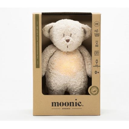 Moonie - Igračka za uspavljivanje s melodijom i svjetlom medvjedić 2.0 organic sand
