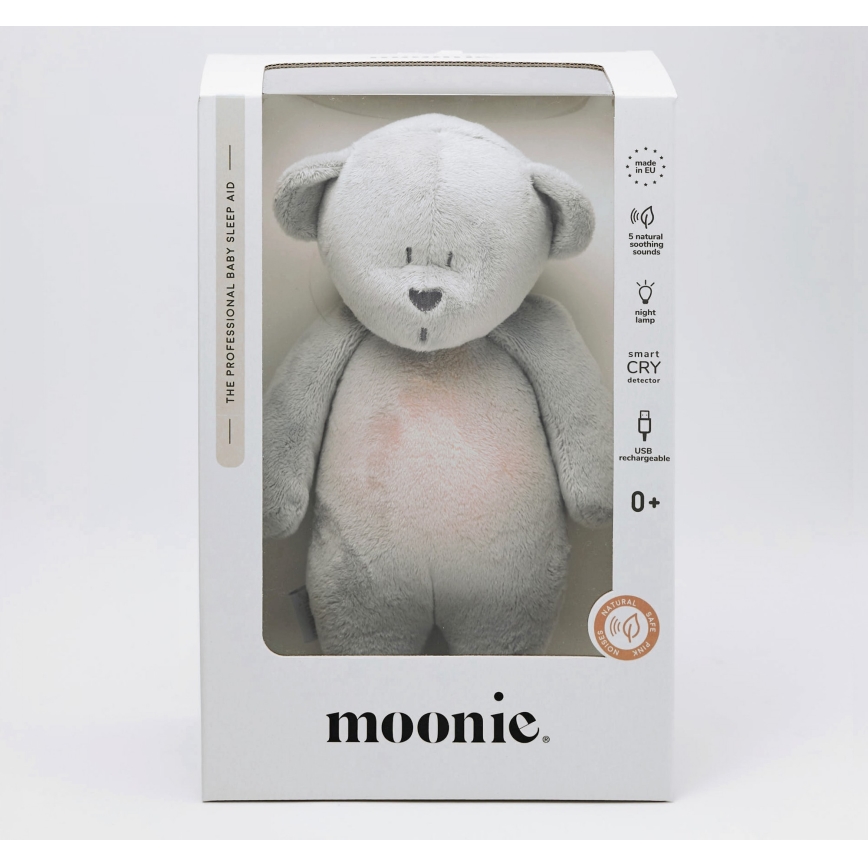Moonie - Igračka za uspavljivanje s melodijom i svjetlom medvjedić 2.0 silver