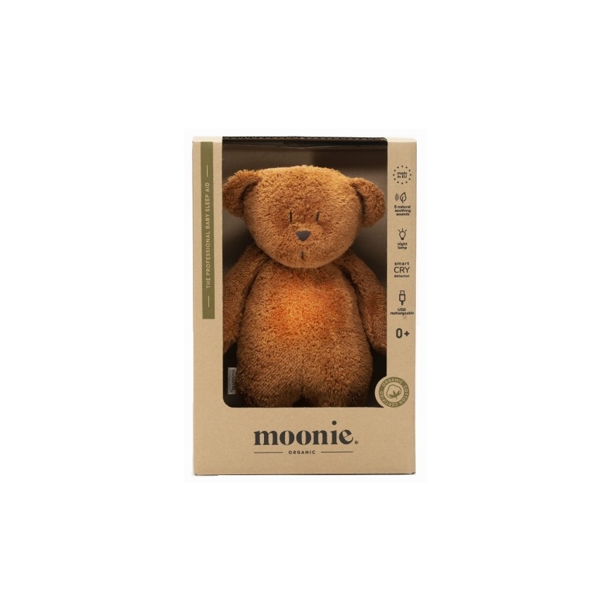 Moonie - Igračka za uspavljivanje s melodijom i svjetlom medvjedić organic caramel natur