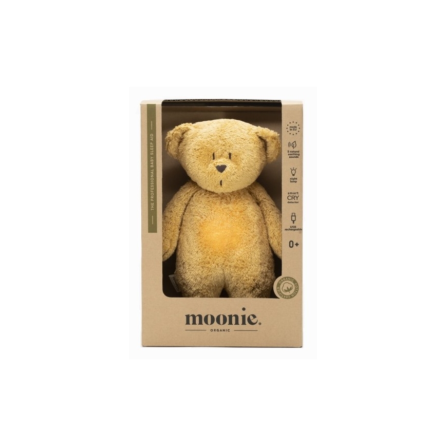 Moonie - Igračka za uspavljivanje s melodijom i svjetlom medvjedić organic honey natur