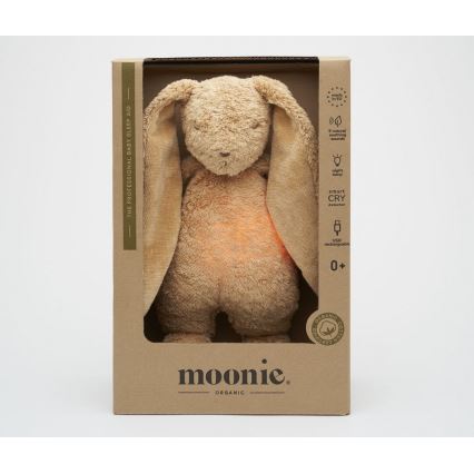 Moonie - Igračka za uspavljivanje s melodijom i svjetlom zečić 2.0 organic cappuccino