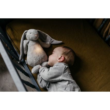 Moonie - Igračka za uspavljivanje s melodijom i svjetlom zečić 2.0 organic grey