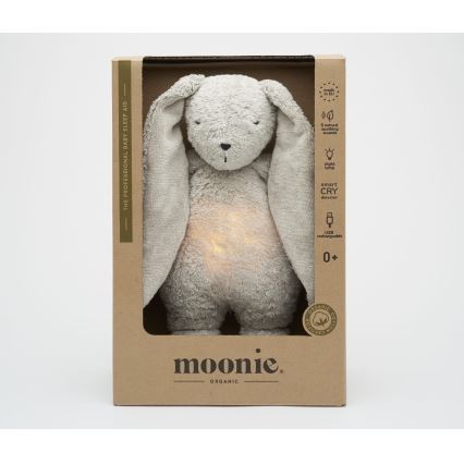 Moonie - Igračka za uspavljivanje s melodijom i svjetlom zečić 2.0 organic grey