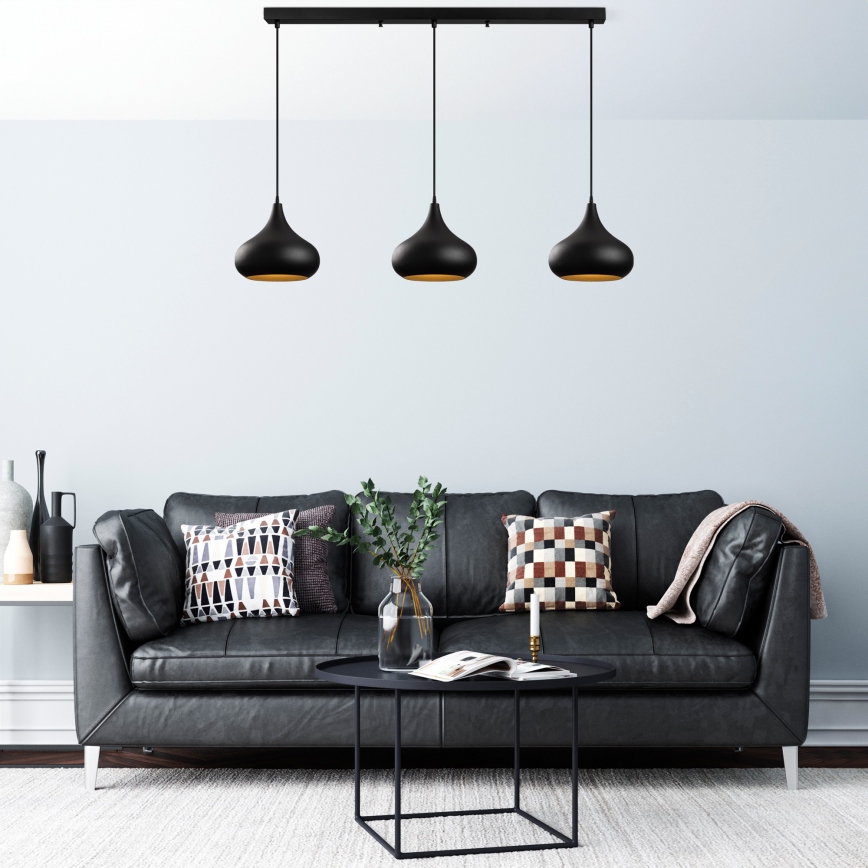MUBA 3xE27/40W/230V crna viseća lampa