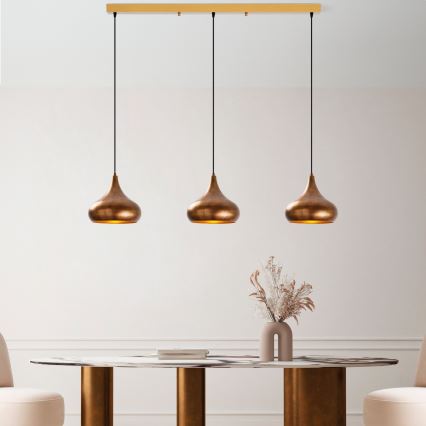 MUBA stropna lampa 3xE27/40W/230V, bakarna