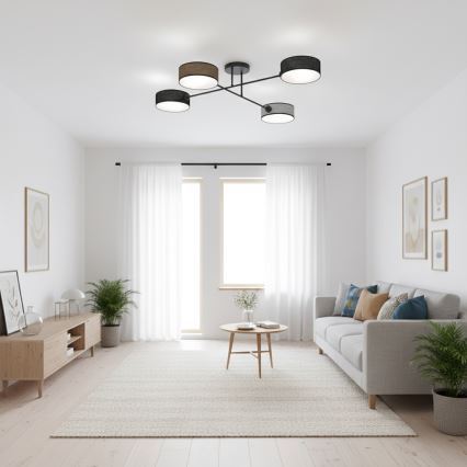 Nadgradna stropna svjetiljka MAGA 4xE14/10W/230V crna/smeđa/siva