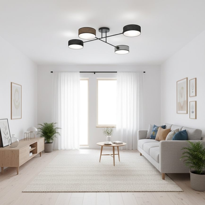 Nadgradna stropna svjetiljka MAGA 4xE14/10W/230V crna/smeđa/siva