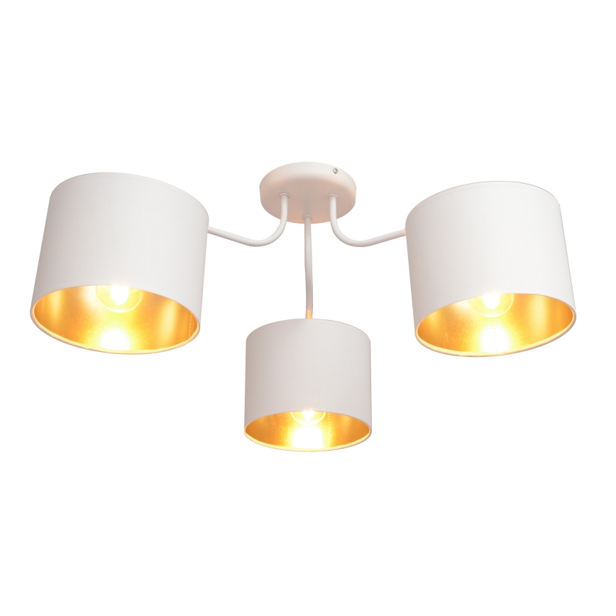 Nadgradni luster ALBA 3xE27/15W/230V bijela/zlatna