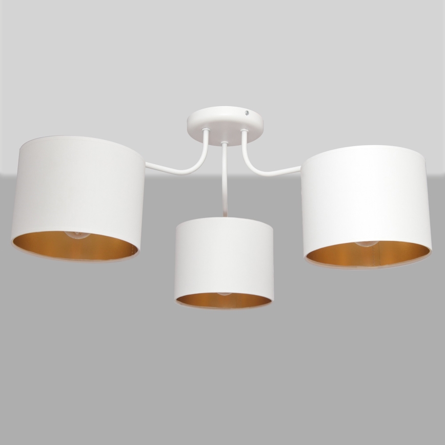 Nadgradni luster ALBA 3xE27/15W/230V bijela/zlatna