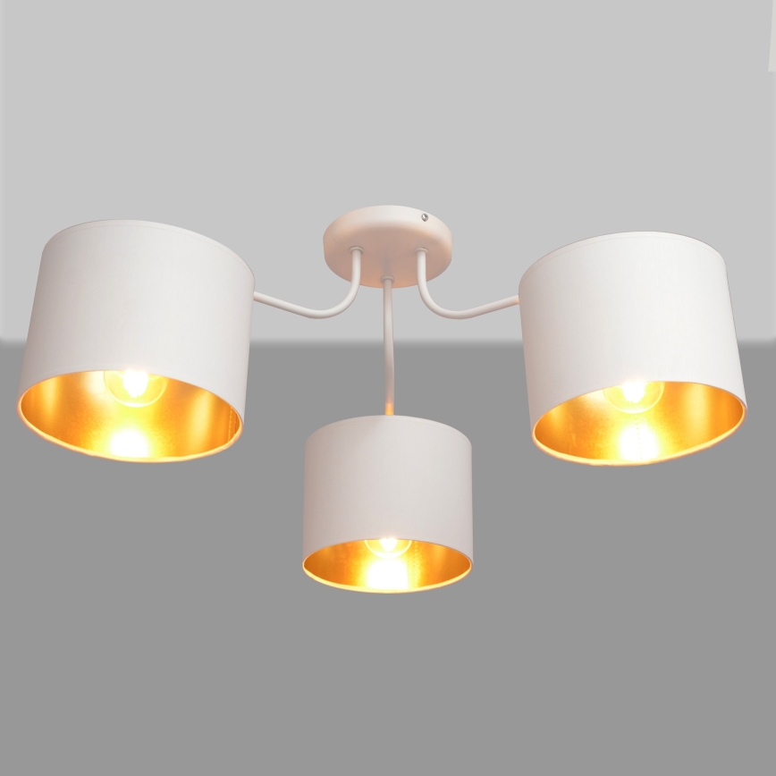 Nadgradni luster ALBA 3xE27/15W/230V bijela/zlatna