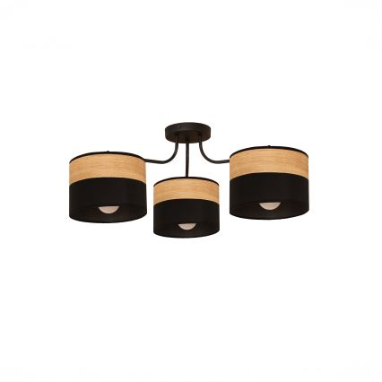 Nadgradni luster ALBA 3xE27/15W/230V Ø 66 cm crna/smeđa