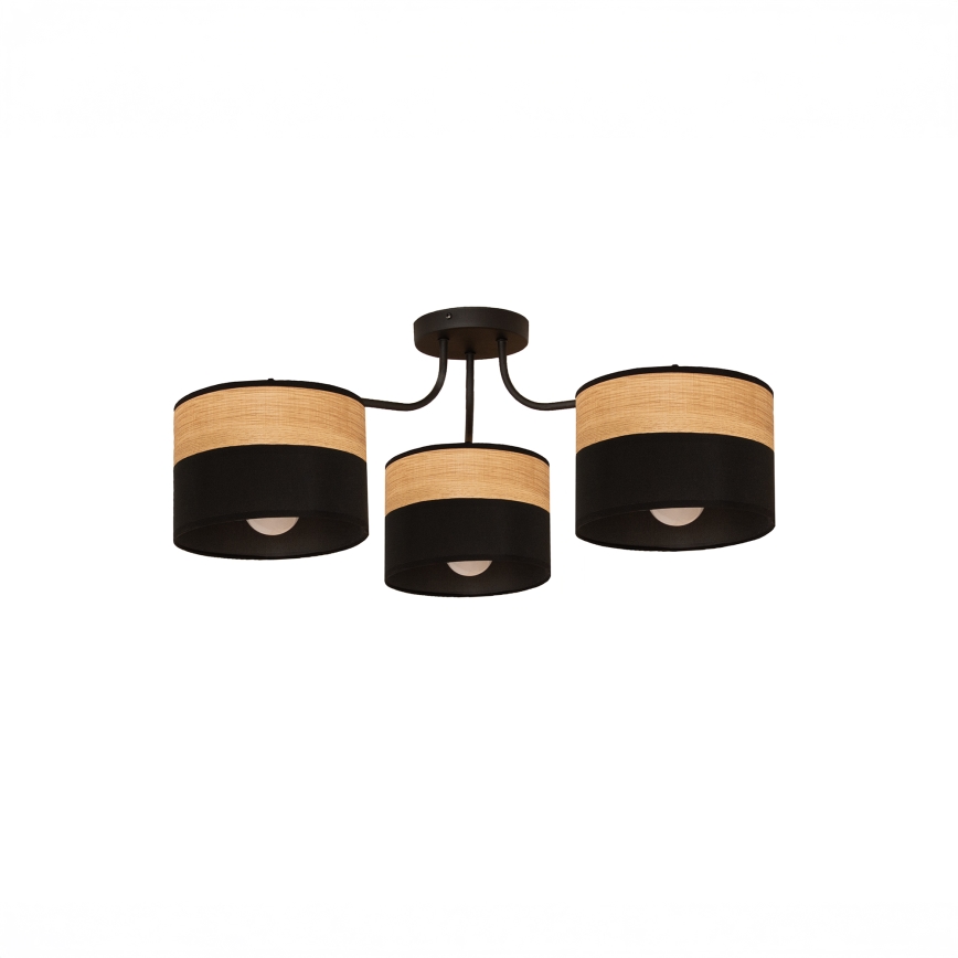 Nadgradni luster ALBA 3xE27/15W/230V Ø 66 cm crna/smeđa