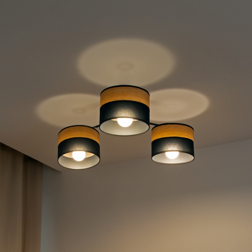 Nadgradni luster ALBA 3xE27/15W/230V Ø 66 cm crna/smeđa