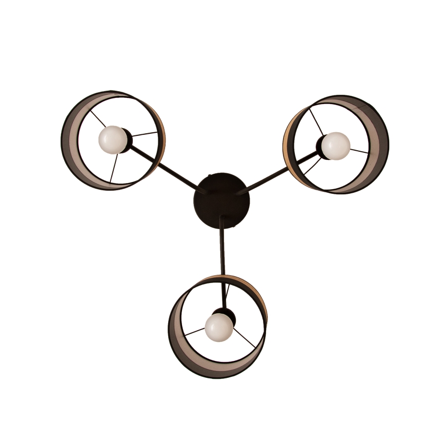 Nadgradni luster ALBA 3xE27/15W/230V Ø 66 cm crna/smeđa