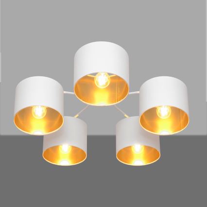 Nadgradni luster ALBA 5xE27/15W/230V bijela/zlatna